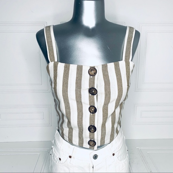 ALLURE Co Tops - ALLURE CO. off white and tan crop top